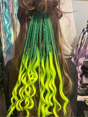 Neon Green Ombre Braided Hair Extensions - Women Hair
